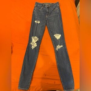 American Eagle Outfitters Ripped Blue Skinny Jeans
